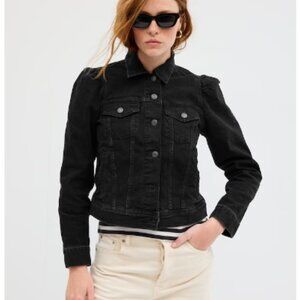 GAP Black puff sleeve jean jacket